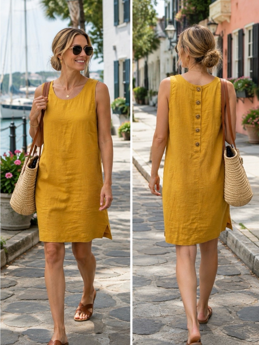 ☀️J.Crew 100% Linen Button-Back Shift Dress
Marigold Pockets Tall M MT🧡